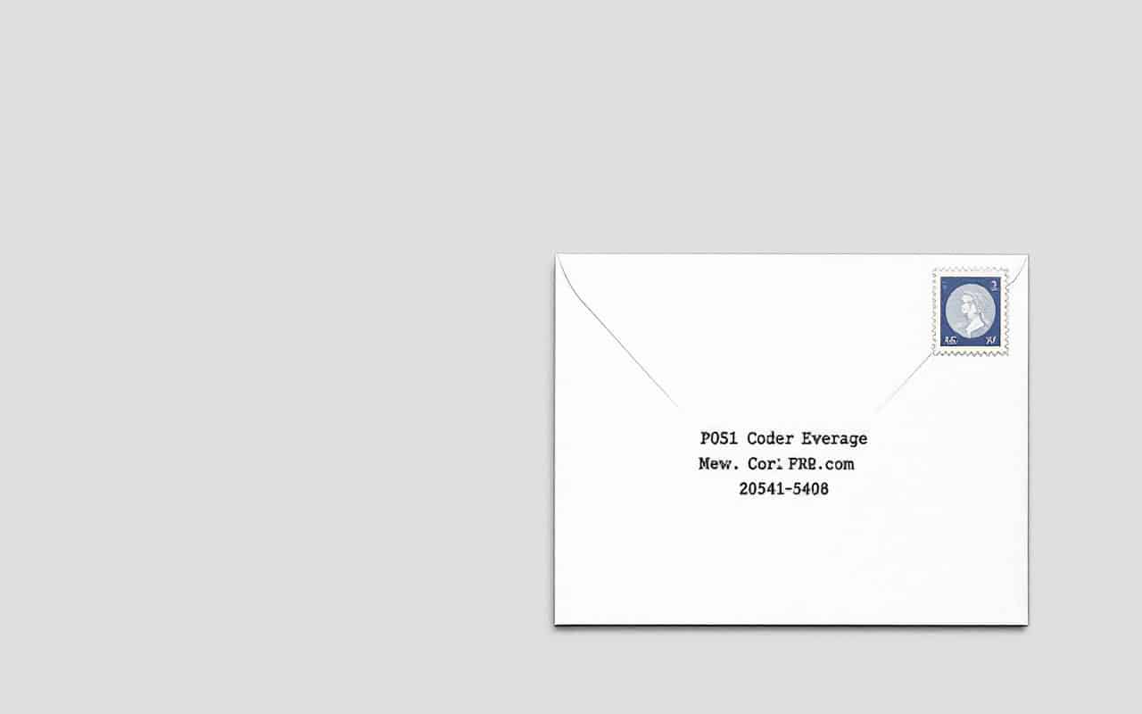 Sobre con sello y código postal correctamente colocados