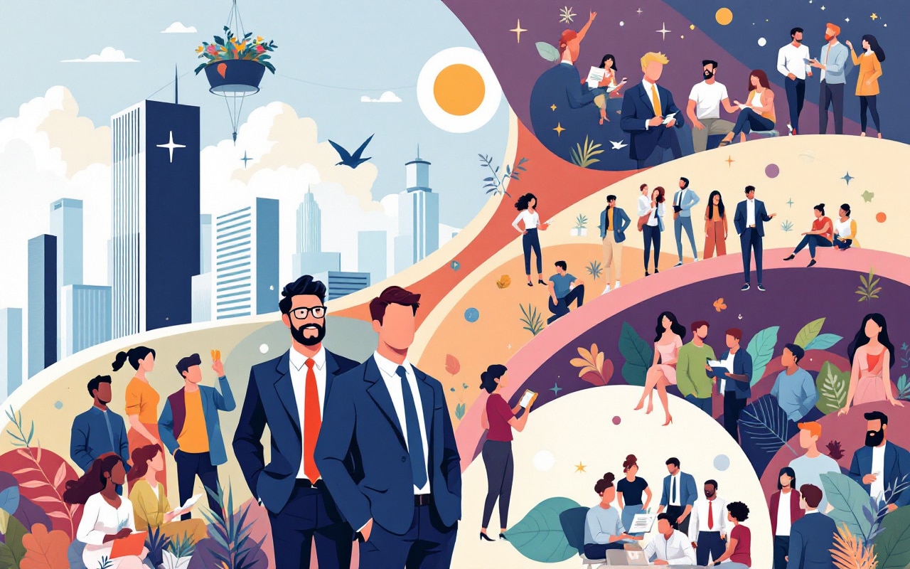 Illustration d'un environnement d'entreprise dynamique symbolisant ce qui définit une entreprise