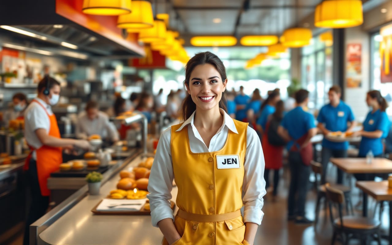 Manager McDonald's supervisant une équipe dynamique