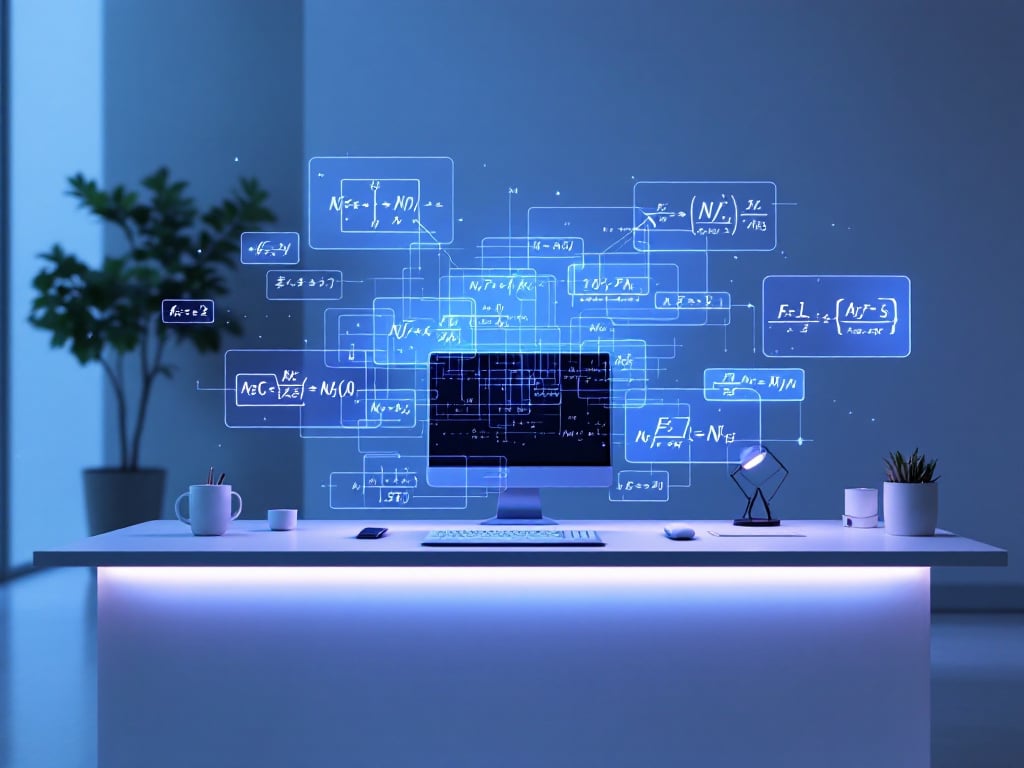 bureau moderne avec écran holographique