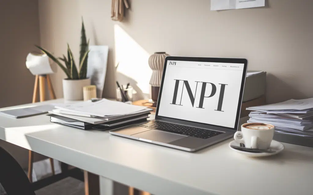 bureau moderne avec INPI sur écran