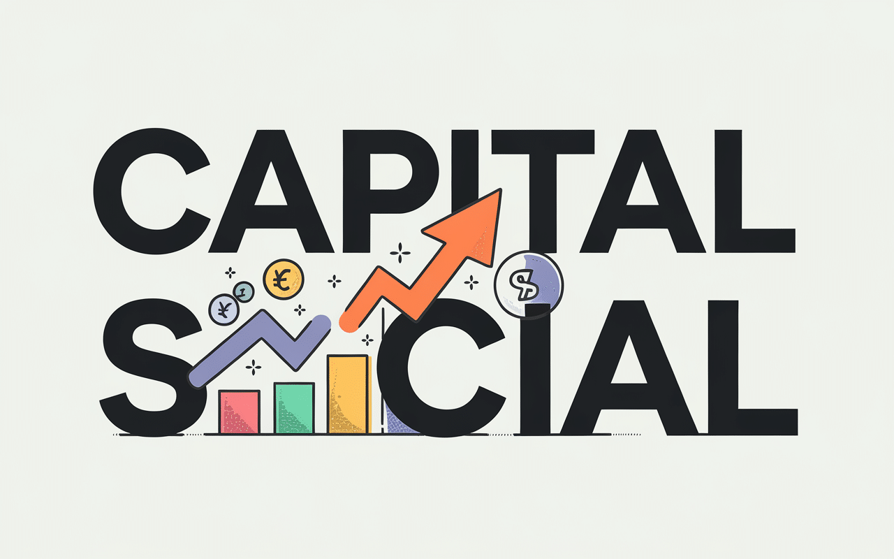 illustration représentant le concept de capital social avec des symboles financiers