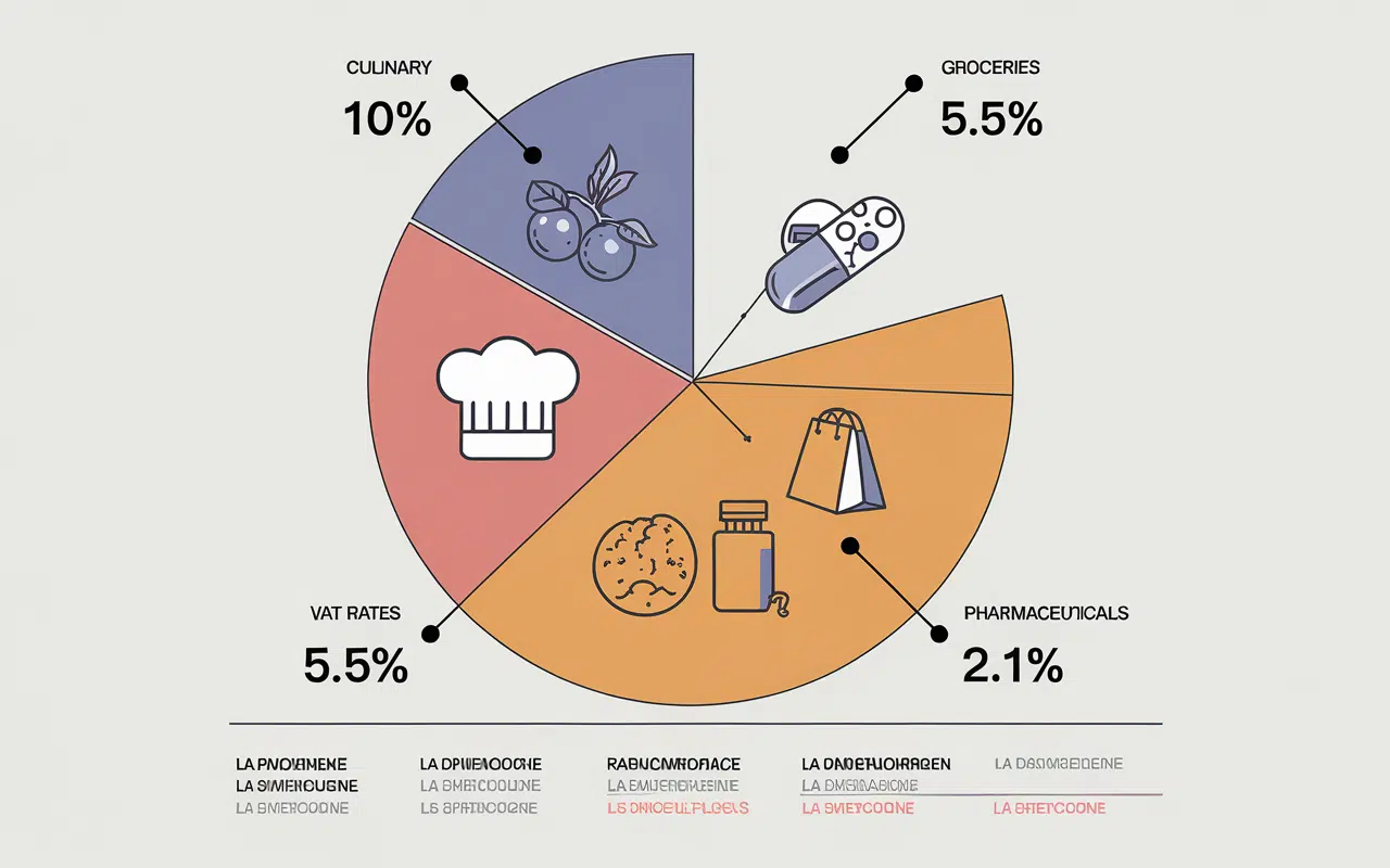 Diagramme à secteurs des taux de TVA en France pour les entreprises