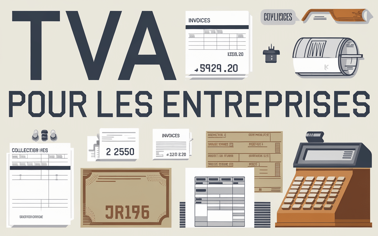 Image illustrant la TVA pour les entreprises avec des documents fiscaux