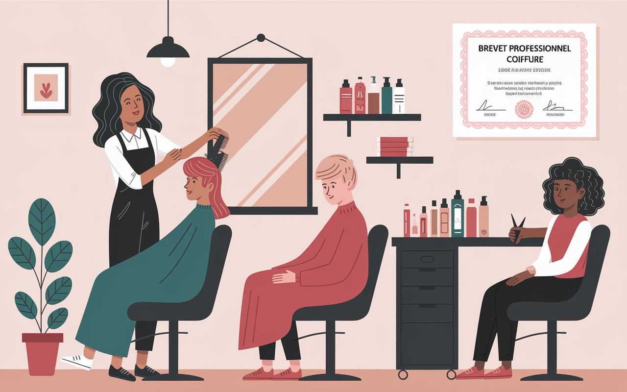 salon de coiffure avec coiffeur et diplôme