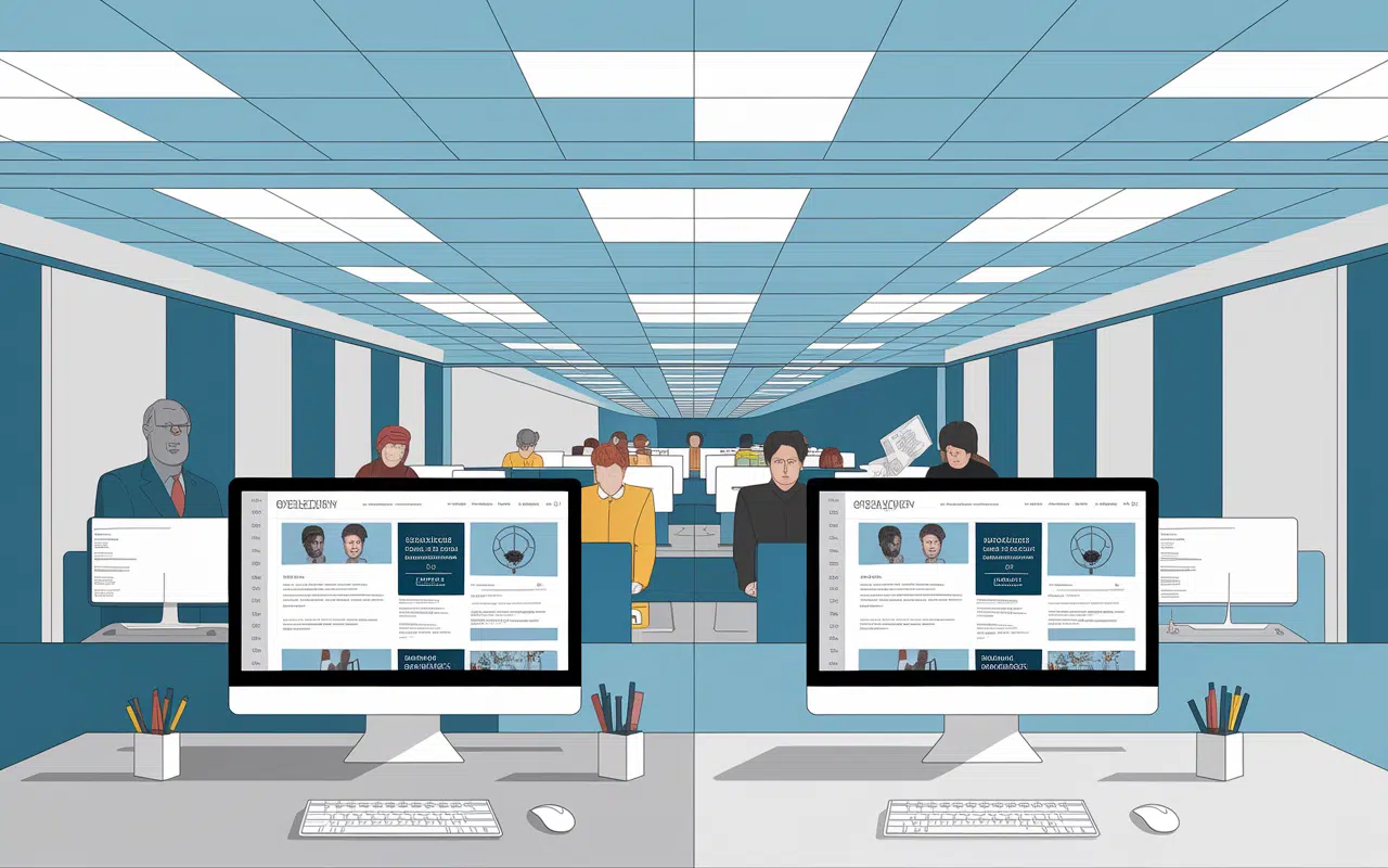 Salle de rédaction digital-actu.fr avec écrans technologiques