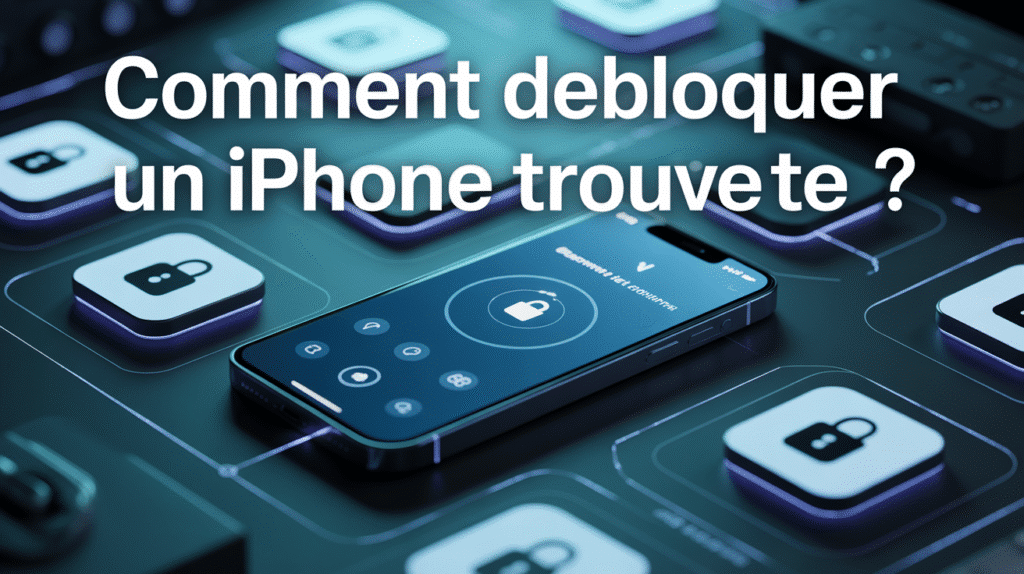 iPhone verrouillé avec icônes de sécurité digitales