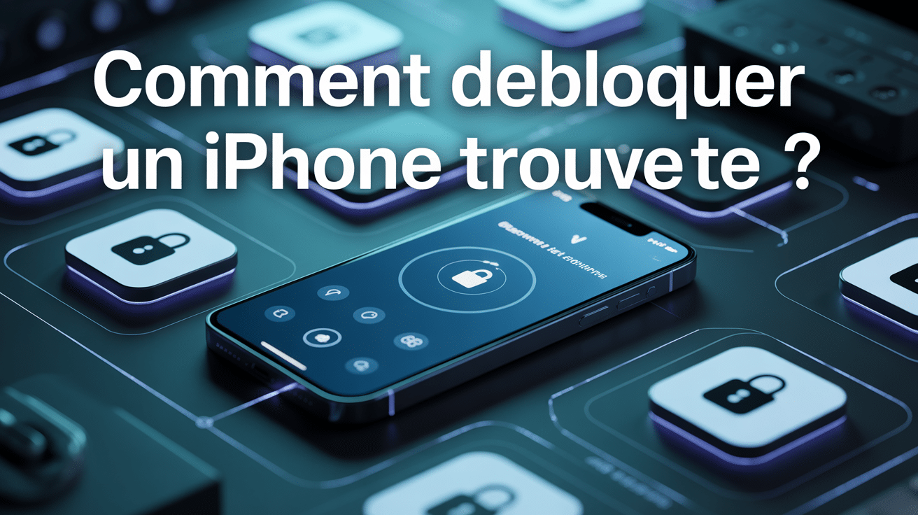 iPhone verrouillé avec icônes de sécurité digitales