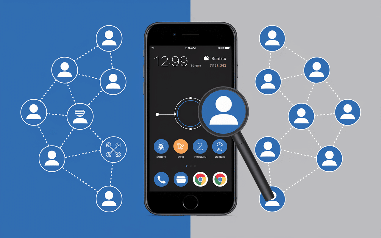 Écran iPhone avec contacts et notifications visibles