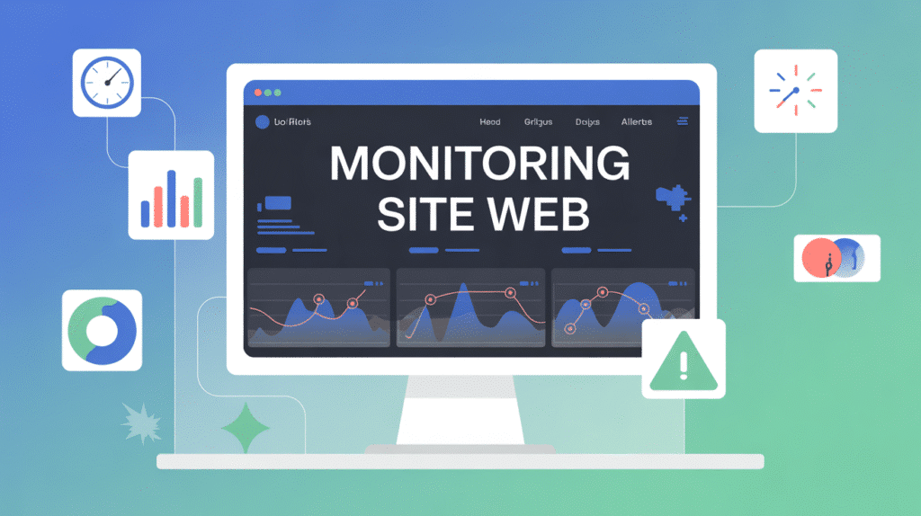 Écran affichant un site web avec monitoring en temps réel