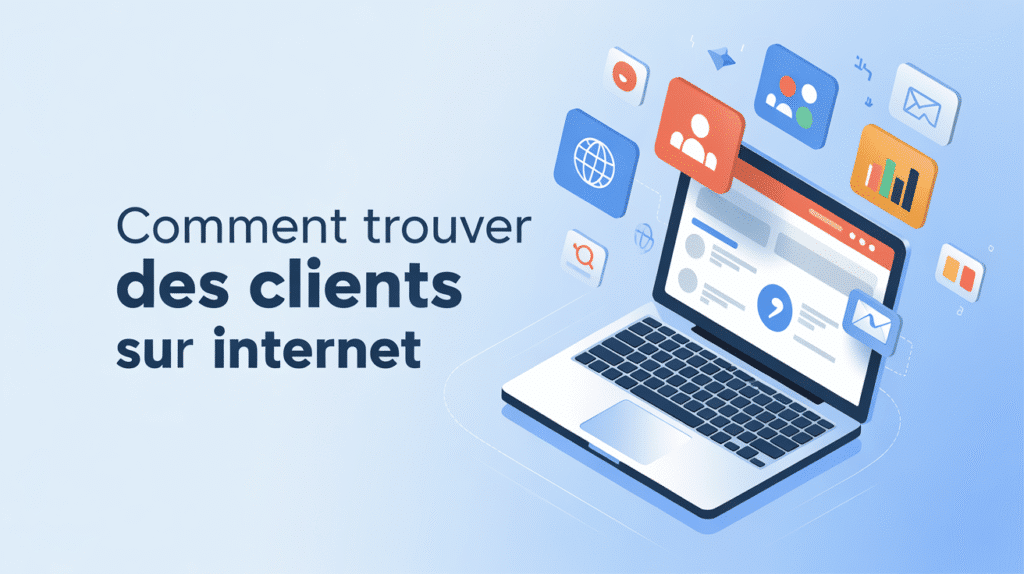 illustration ordinateur portable comment trouver des clients sur internet