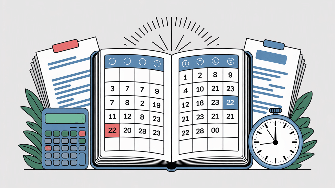 Calendrier calcul 30 jours fin de mois