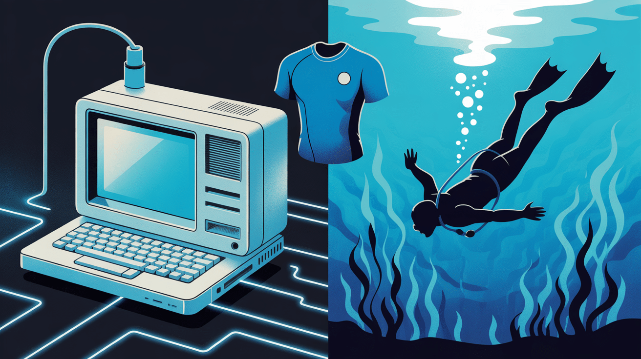 illustration big blue ordinateur sport plongeur