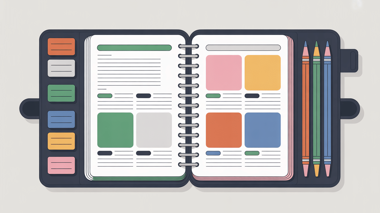 Pages organisees cahier de prepa avec couleurs