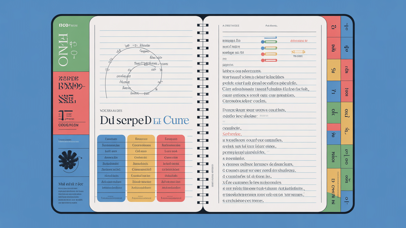 Cahier de prepa double page claire et code couleur