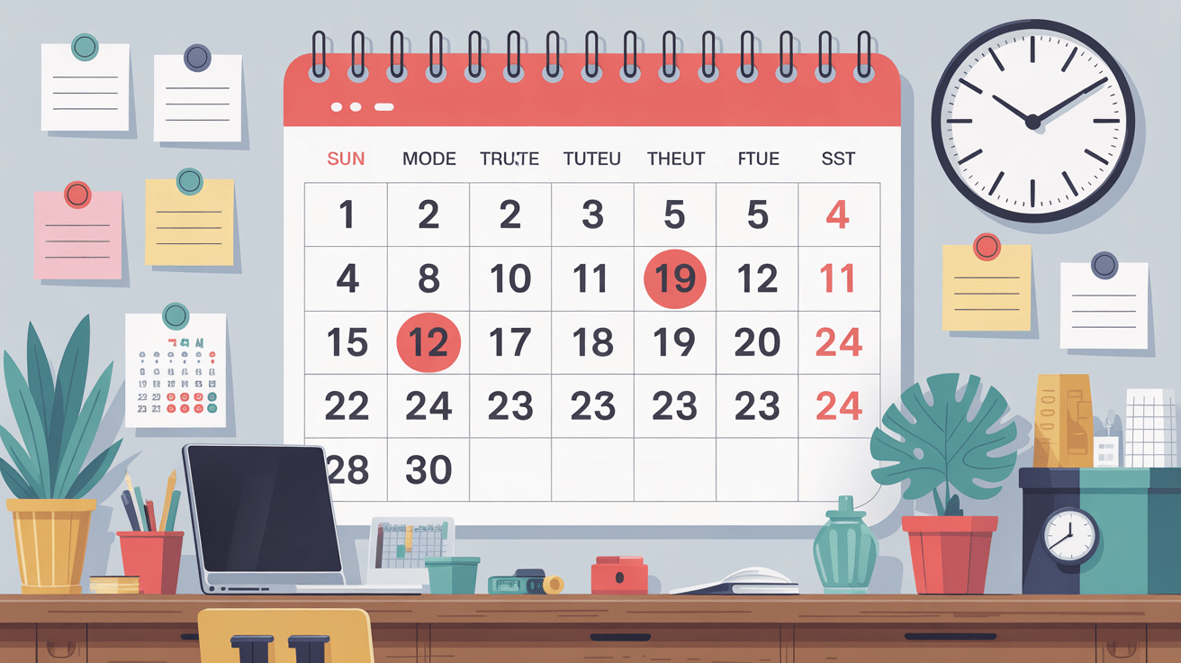 date limite declaration tva mensuelle calendrier mural