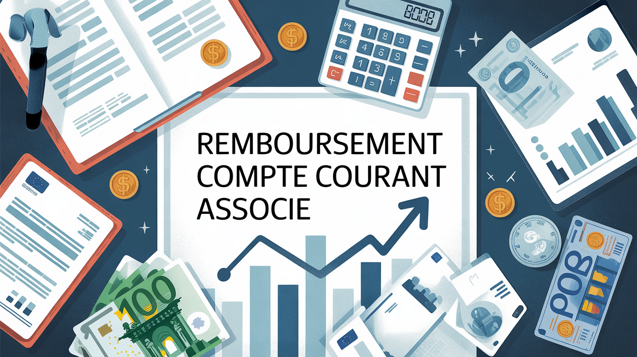 remboursement compte courant d'associé sur bureau avec documents et euros