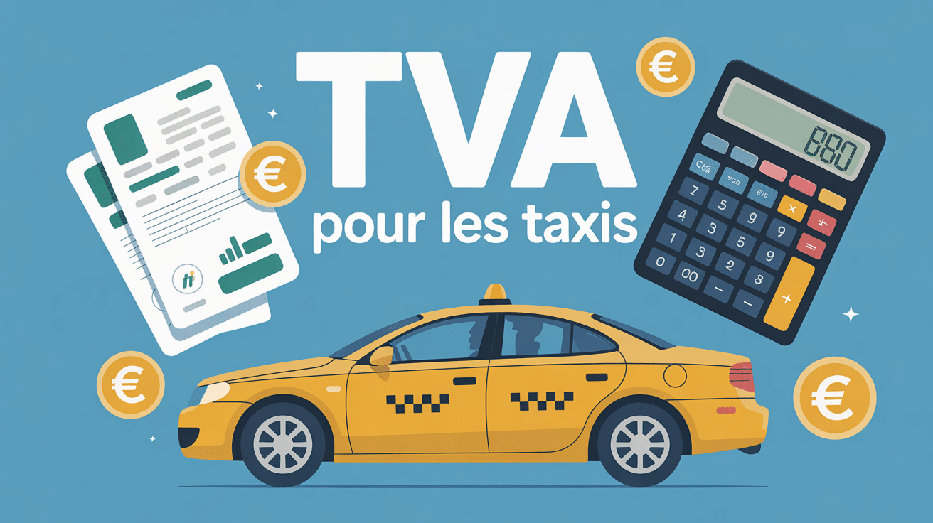 TVA pour les taxis visuel central avec taxi et documents fiscaux
