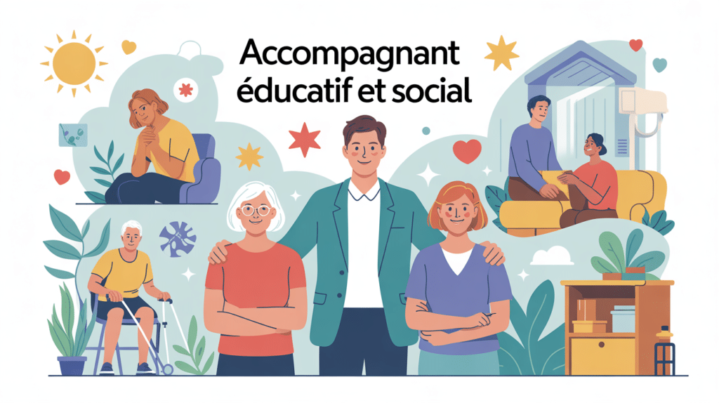 accompagnant educatif et social aidant personnes fragiles illustration