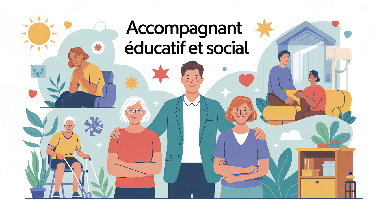 accompagnant educatif et social aidant personnes fragiles illustration