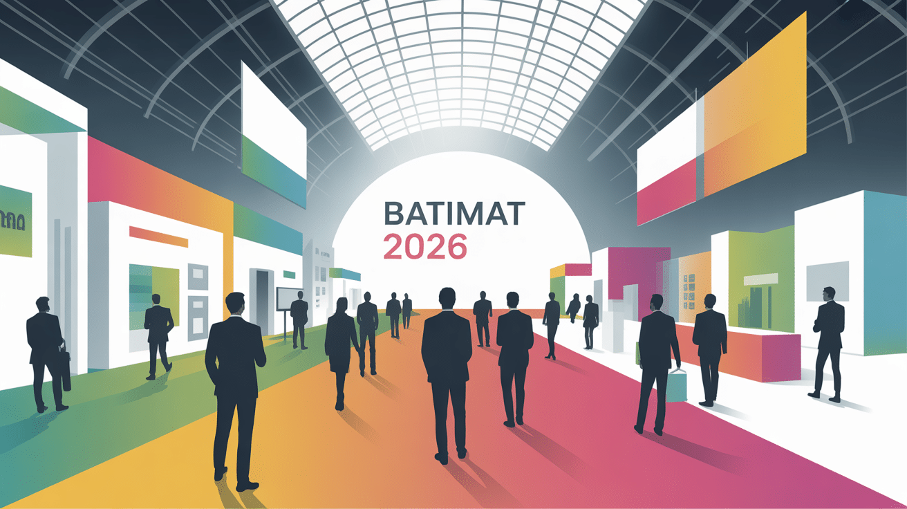Illustration salon Batimat 2024 professionnels bâtiment