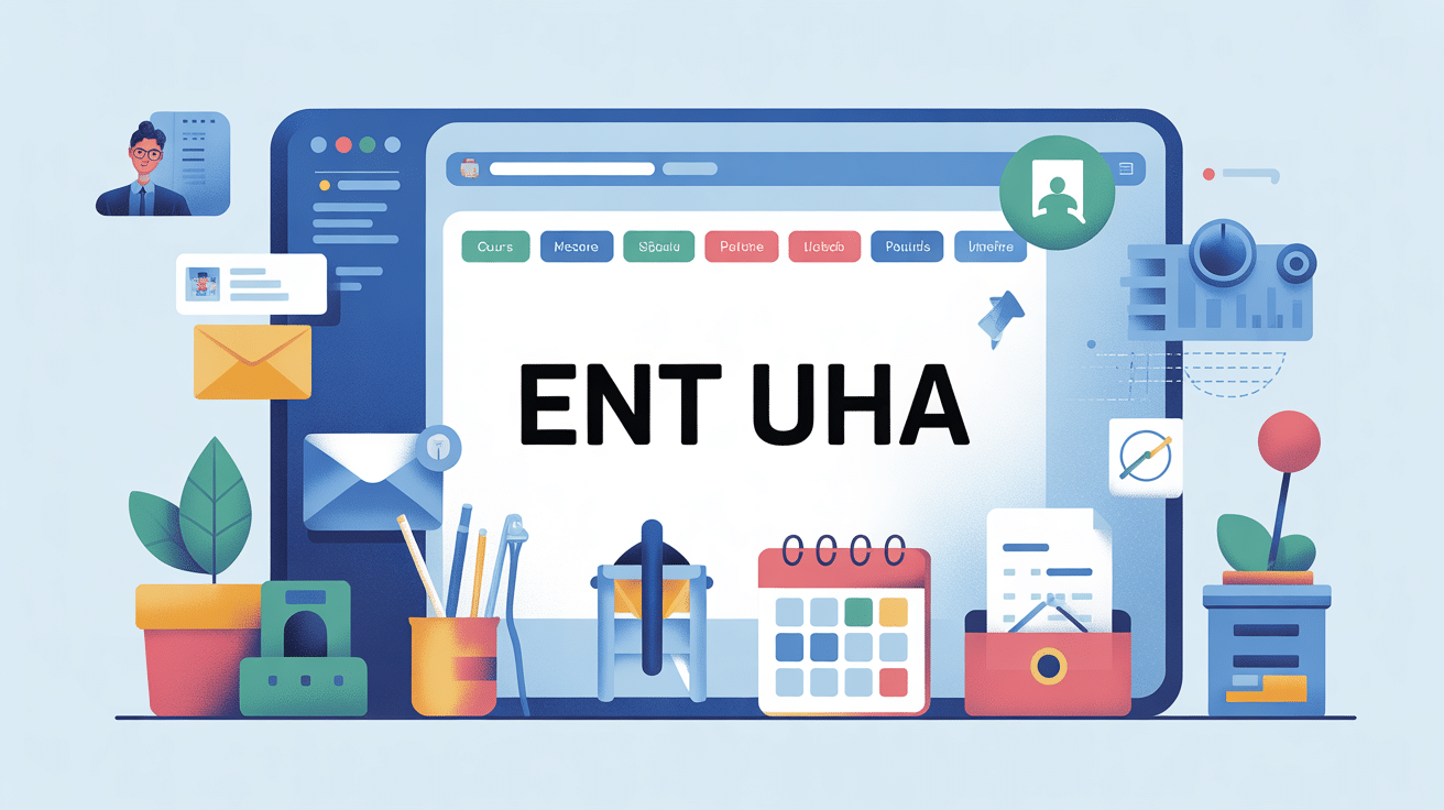 Illustration du portail ent uha et icônes numériques