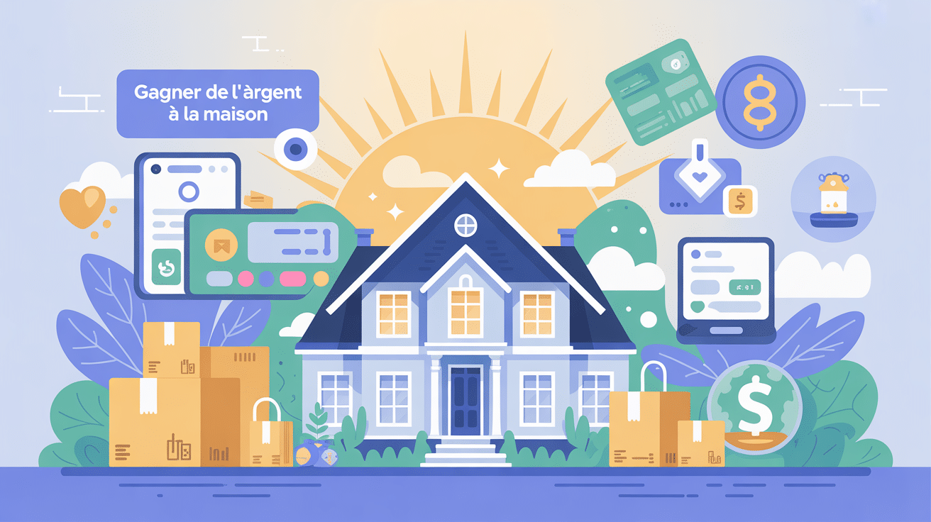 illustration moderne gagner de l'argent a la maison