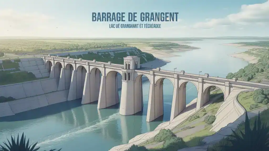 Illustration moderne du barrage de Grangent sur la Loire