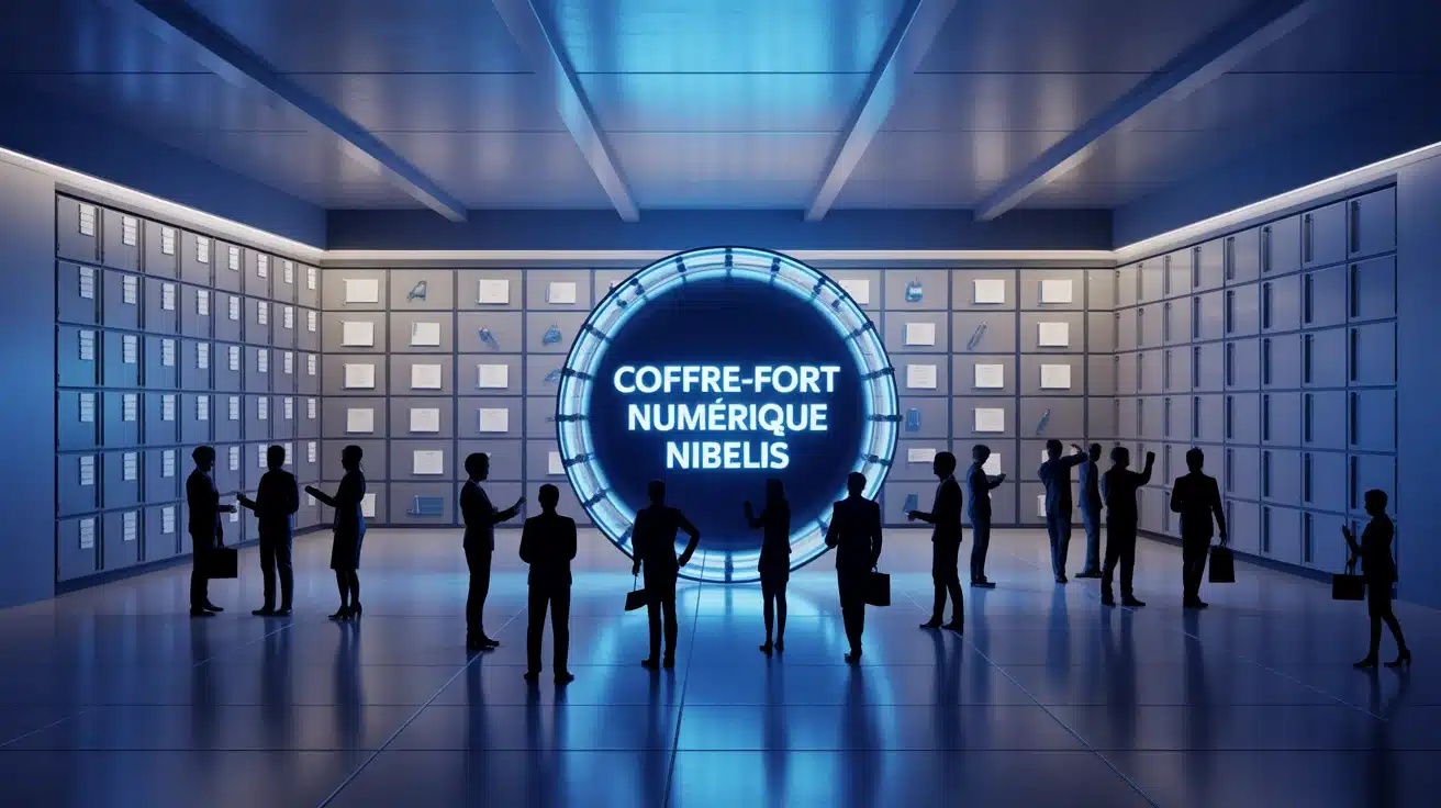 Illustration coffre fort numérique Nibelis sécurisant documents RH