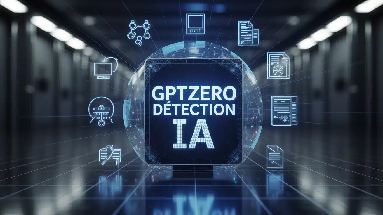 Illustration vectorielle GPTZero détection IA avec symboles technologiques