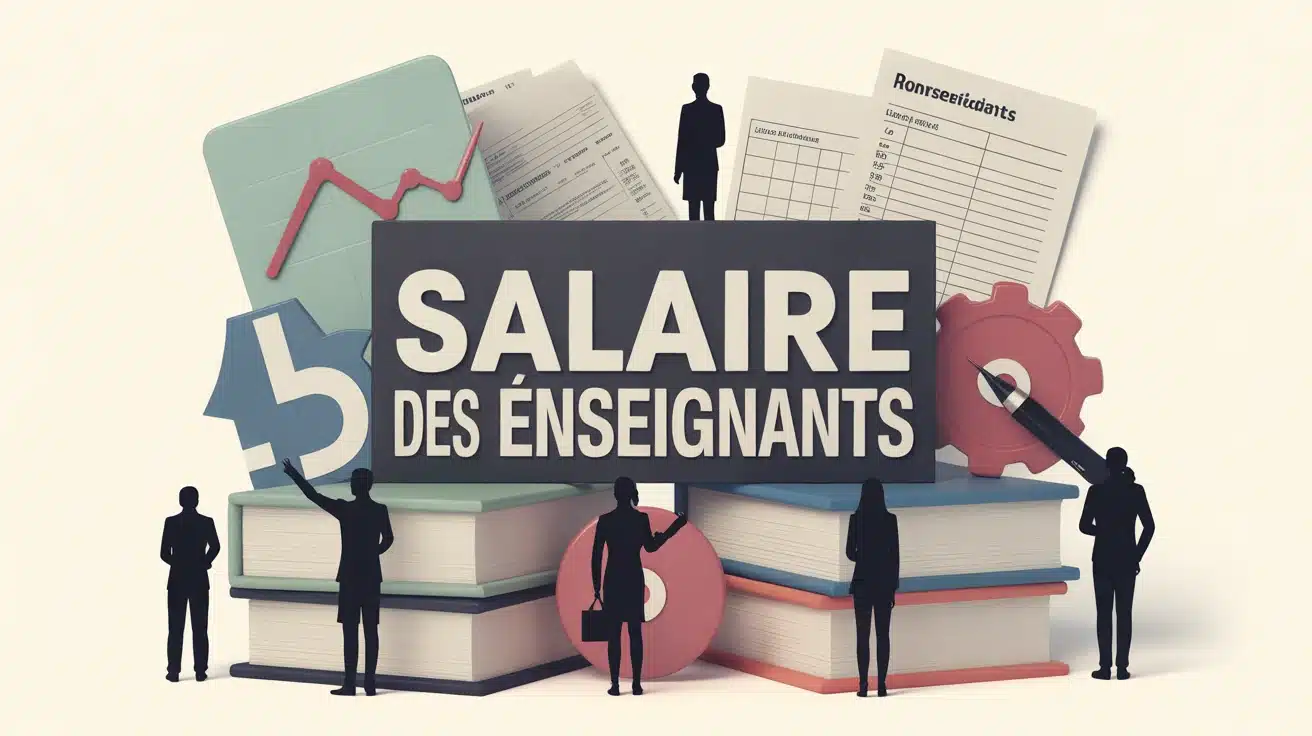 Illustration moderne du salaire des enseignants en France avec graphiques et documents