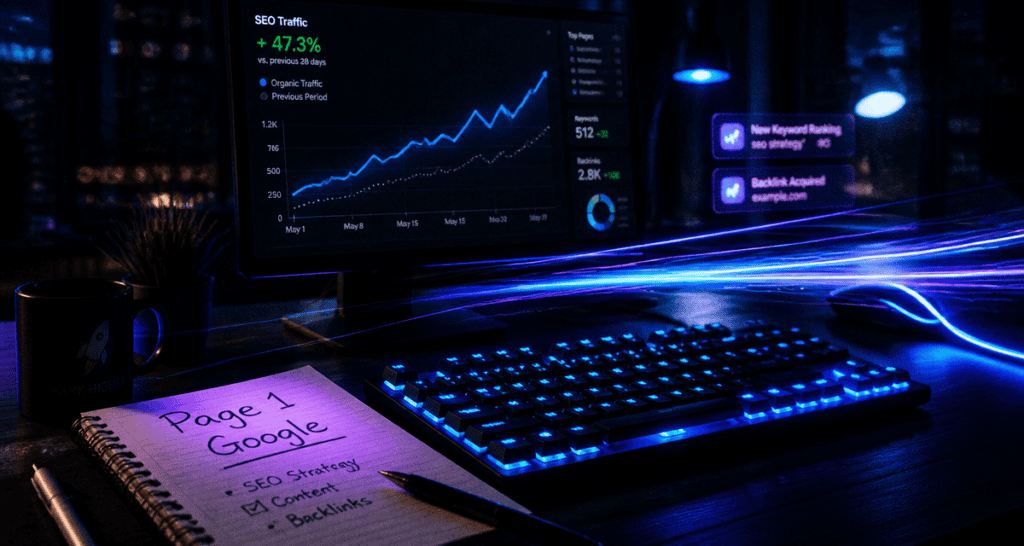améliorer son seo bureau moderne courbe trafic