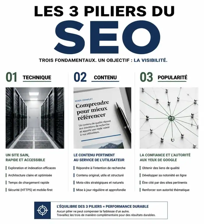 Les trois piliers du SEO : technique, contenu et popularité pour le référencement naturel