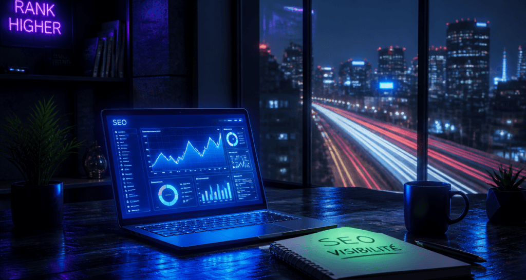 seo c est quoi graphique ordinateur futuriste