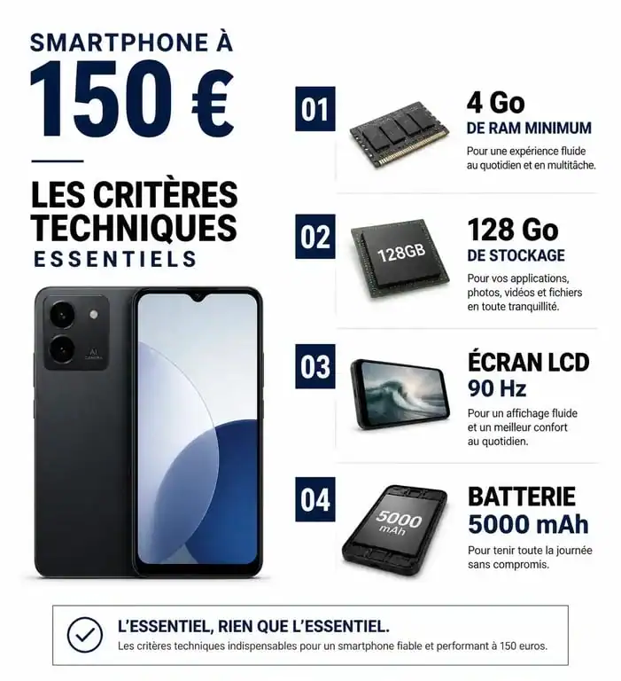 Critères techniques essentiels pour choisir un smartphone à 150 euros