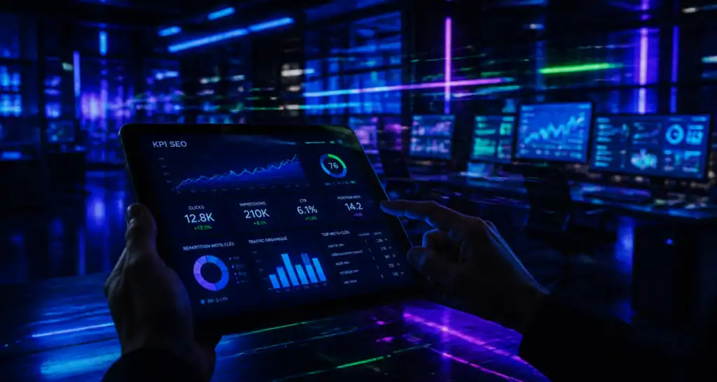 kpi seo dashboard lumineux open space