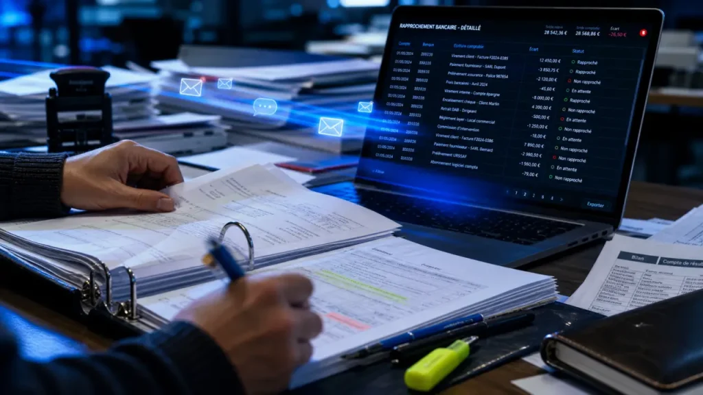 Comptable fiche métier bac+2 : rapprochement bancaire sur ordinateur