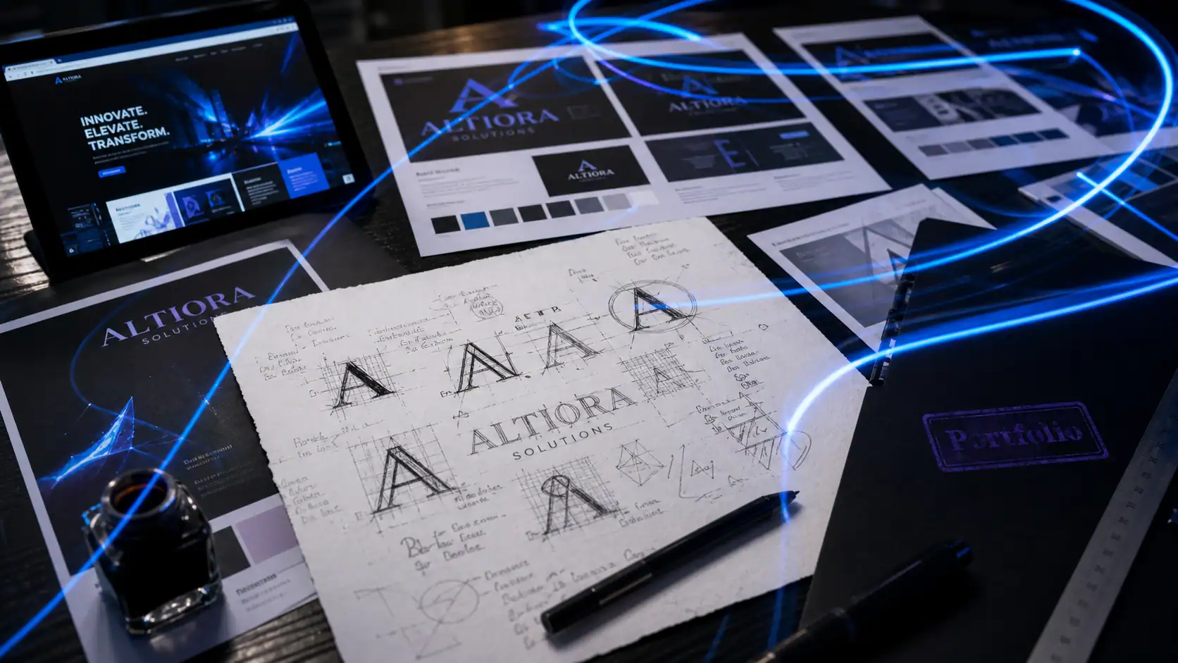 Devenir designer graphique : portfolio en studio, maquettes et croquis