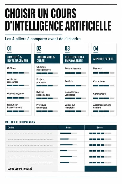 Infografica sui criteri di scelta per un corso di intelligenza artificiale
