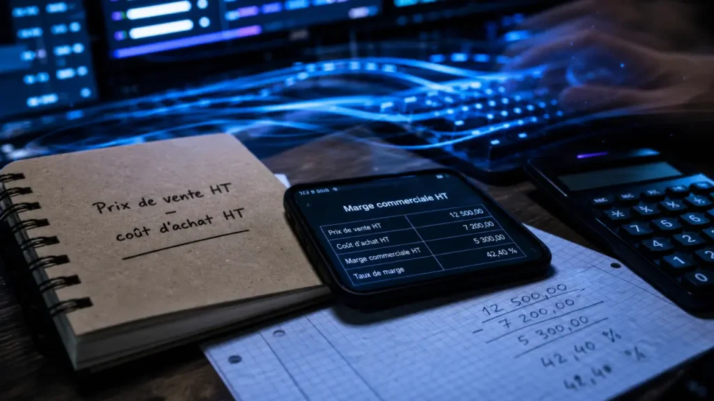 Marge commerciale calcul : formule HT et taux de marge