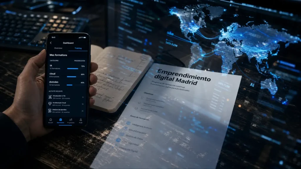 Emprendimiento digital madrid : bureau et smartphone pour 4 itineraires en ligne