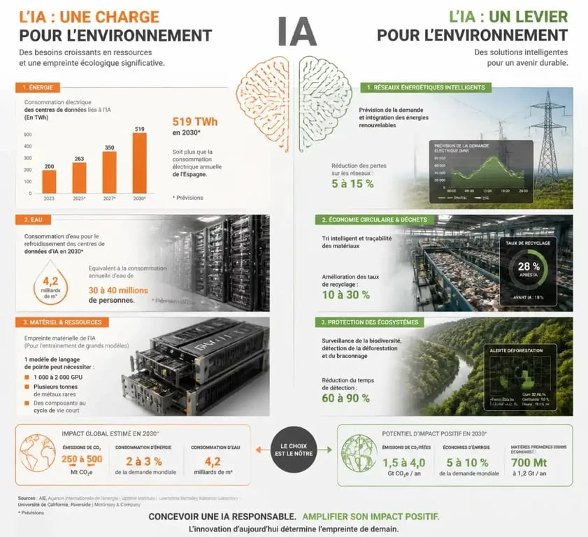 Vergleichsgrafik KI als Chance und Risiko für die Umwelt