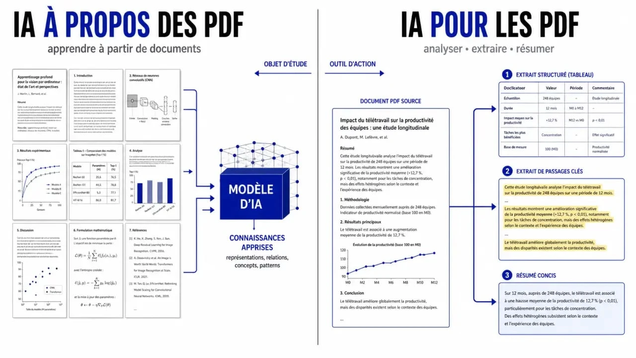 Différence entre documents sur l'IA et outils d'analyse PDF par intelligence artificielle