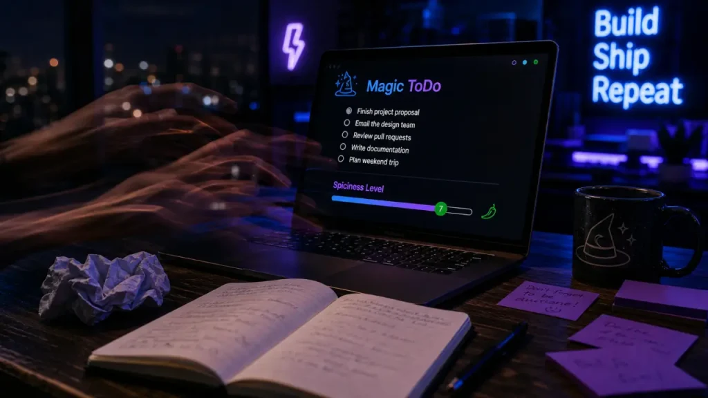 Goblin tools AI Magic ToDo, Spiciness Level sur écran