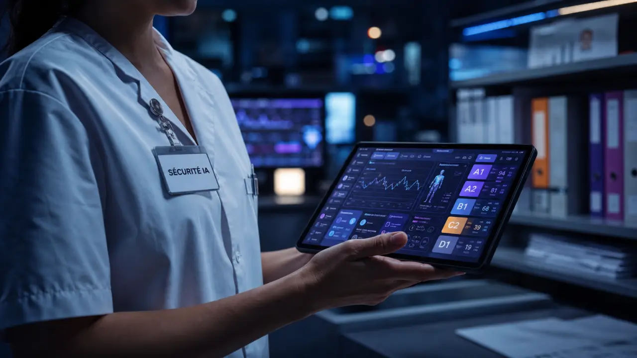 Künstliche intelligenz im gesundheitswesen : infirmière avec tablette d’analyse patient
