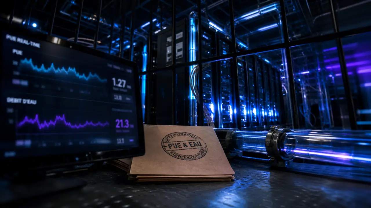 Künstliche intelligenz umwelt : salle serveurs, eau et courbes PUE