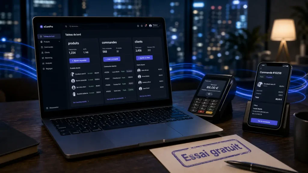 Shopify c est quoi : tableau e-commerce cloud, paiements et commandes