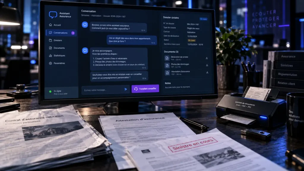 Chatbot assurance pour déclarer un sinistre sans attente téléphonique