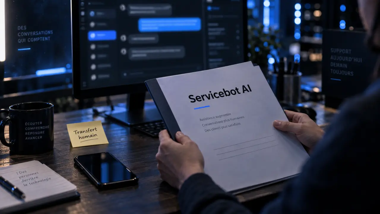 Configurer chatbot client Servicebot AI avec transfert humain