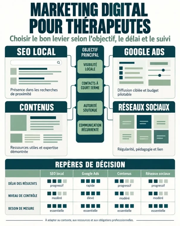 Servicios de una agencia de marketing digital para terapeutas según objetivo y plazo